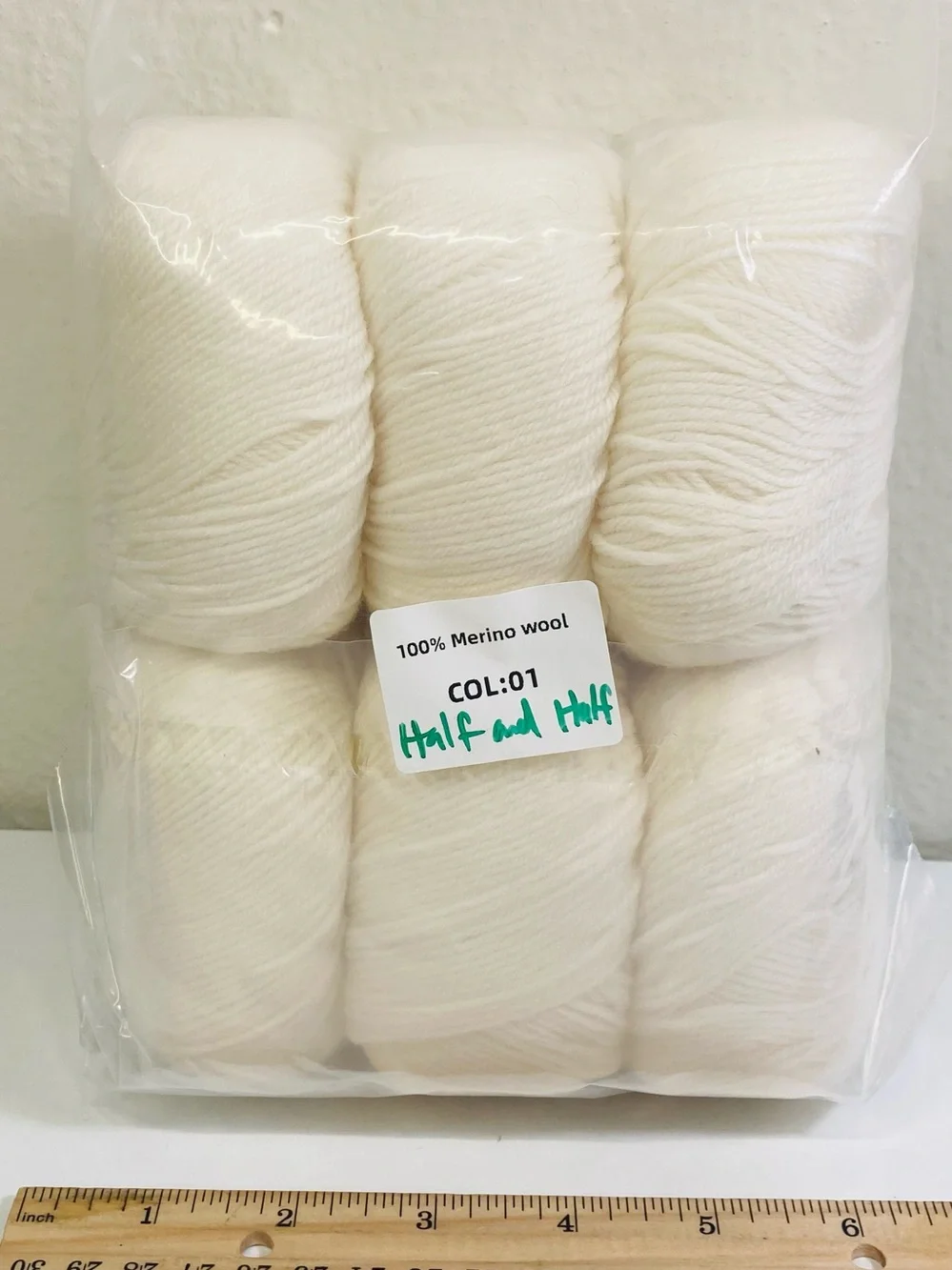 6 NWT ~300g total Mengchu 100% Merino Wool Yarn Color Half and Half Cream